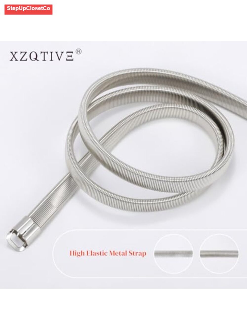 2-Piece Skinny Metal Chain Waist Belt for Women, Stretchy Saree Cinch Belt for - Picture 3 of 6
